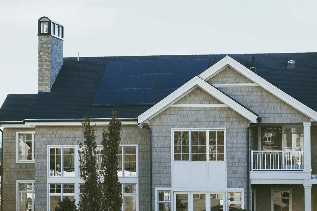 House with solar panels installed on the roof